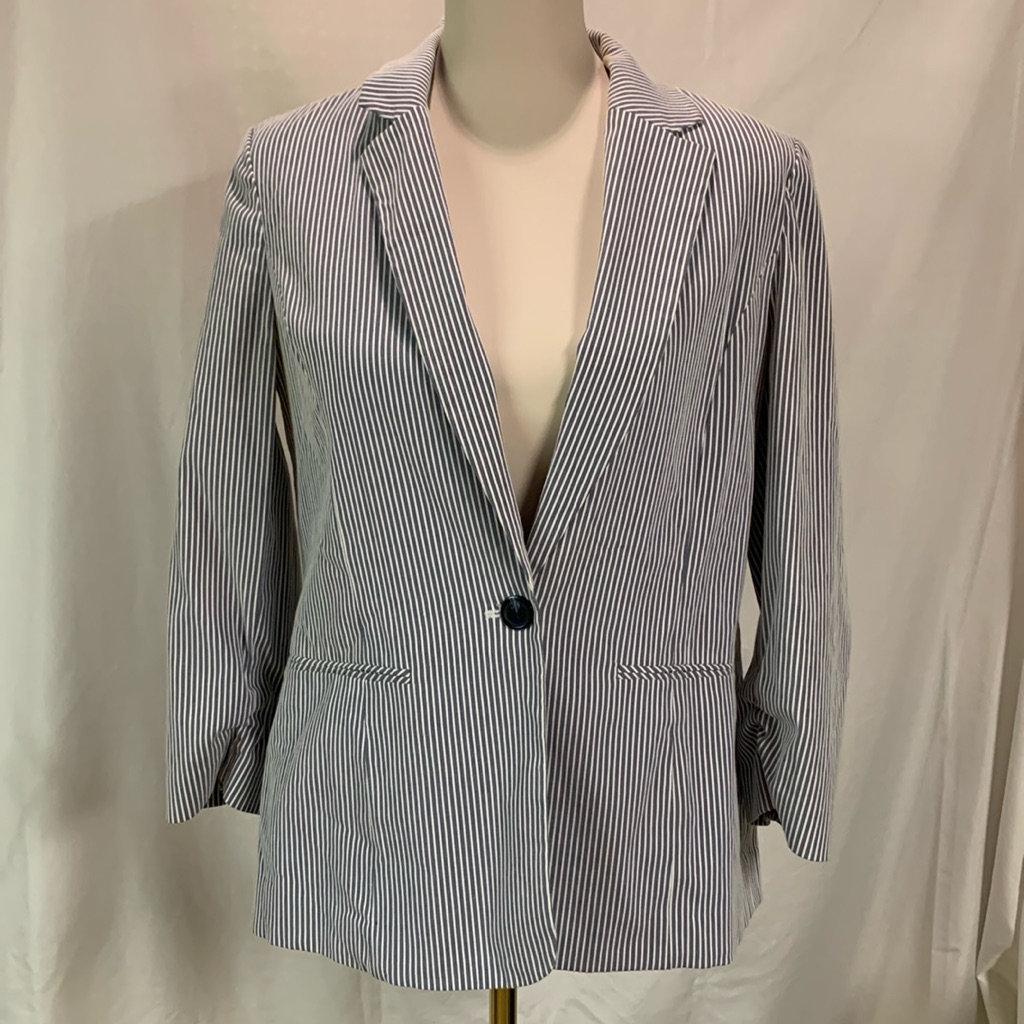 Jones Studio Women’s Blazer, Pinstriped, Single Button, Size 8